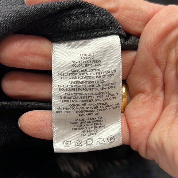 Re/Done Black Straight Leg Denim Button Fly Size 26 - Picture 8 of 10